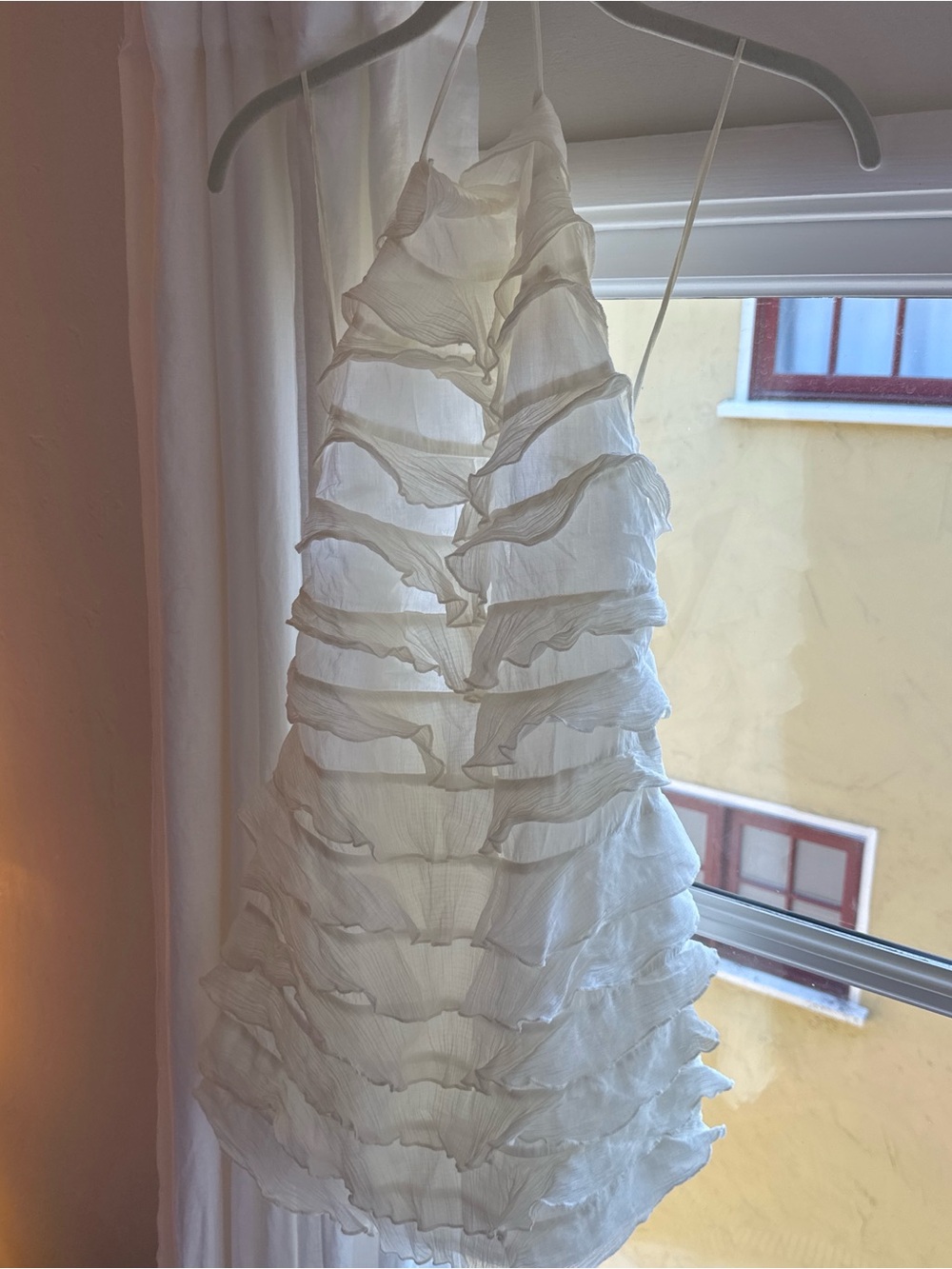 Zara White Ruffled Mini Dress